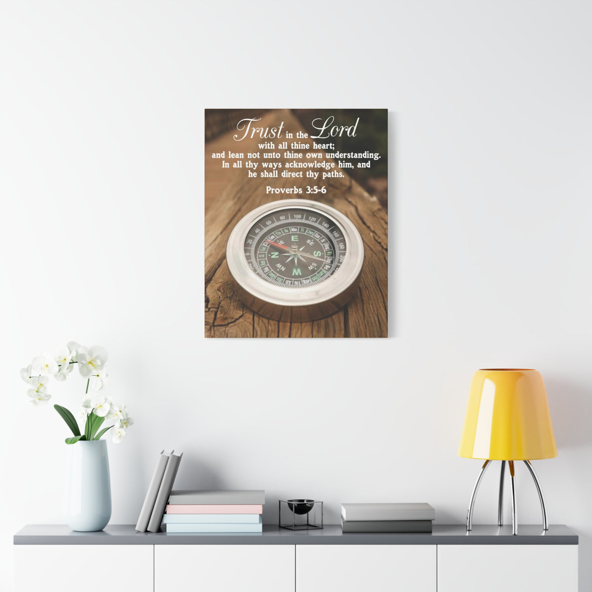 Scripture Canvas Direct Thy Paths Proverbs 3:5-6 Christian Wall Art Bible Verse Print Ready to Hang