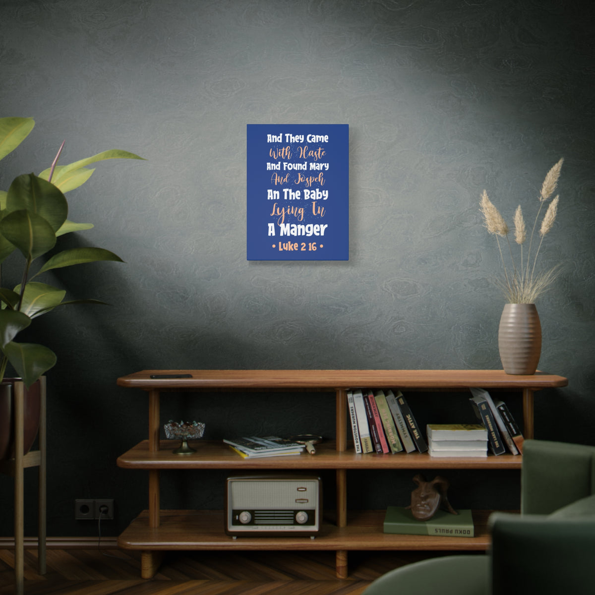 Scripture Canvas With Haste Luke 2:16 Christian Wall Art Bible Verse Print Ready to Hang