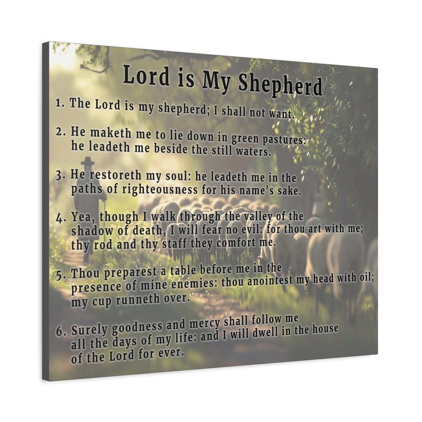 Scripture Walls Lord is My Shepherd Psalm 23 Green Bible Verse Canvas Christian Wall Art Ready to Hang Unframed