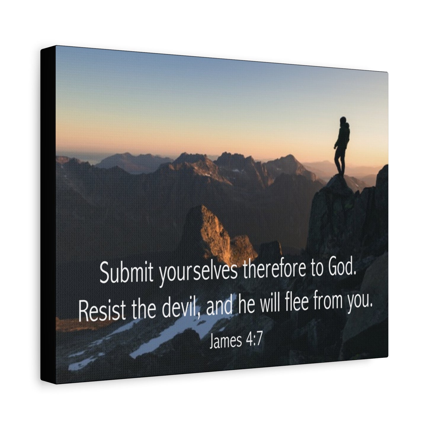 Bible Verse Canvas Resist the Devil James 4:7 Christian Home Décor Wall Art Scripture Ready to Hang Faith Print