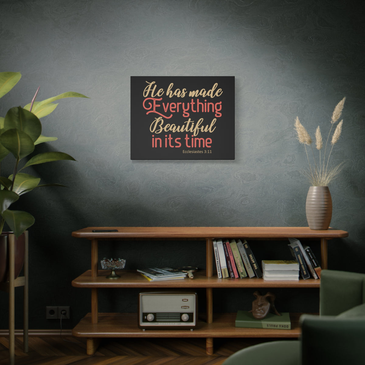 Scripture Canvas Everything Beautiful Ecclesiastes 3:11 Christian Wall Art Bible Verse Print Ready to Hang