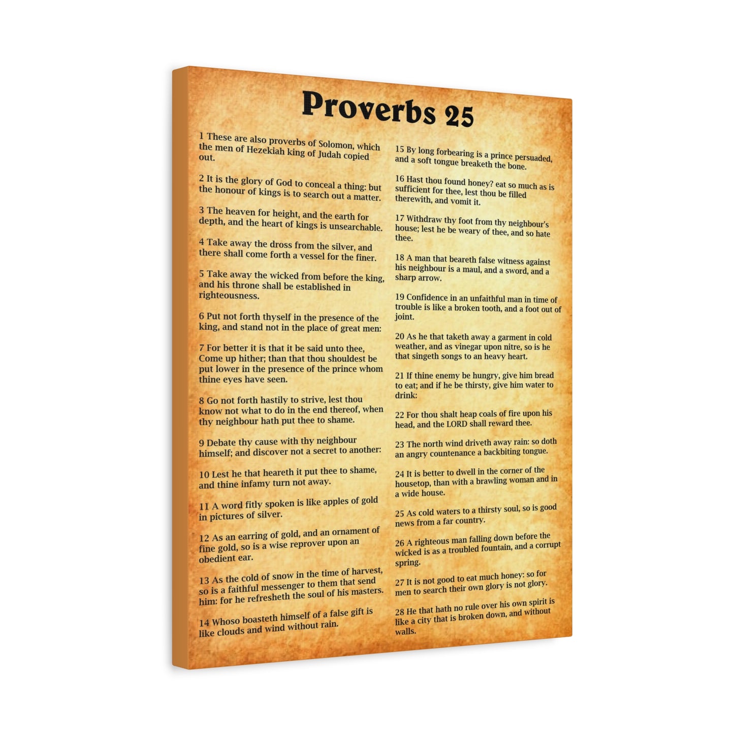 Scripture Walls Proverbs Chapter 25 Gold Bible Canvas Christian Wall Art Ready to Hang Unframed