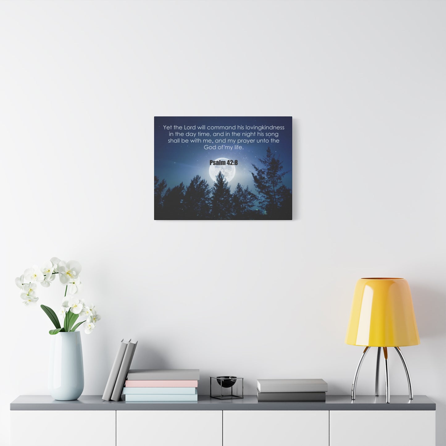 Bible Verse Canvas God of My Life Psalm 42:8 Christian Home Décor Wall Art Scripture Ready to Hang Faith Print