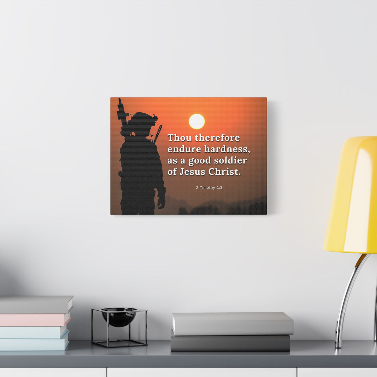 Scripture Canvas Endure Hardness 2 Timothy 2:3 Christian Wall Art Bible Verse Print Ready to Hang