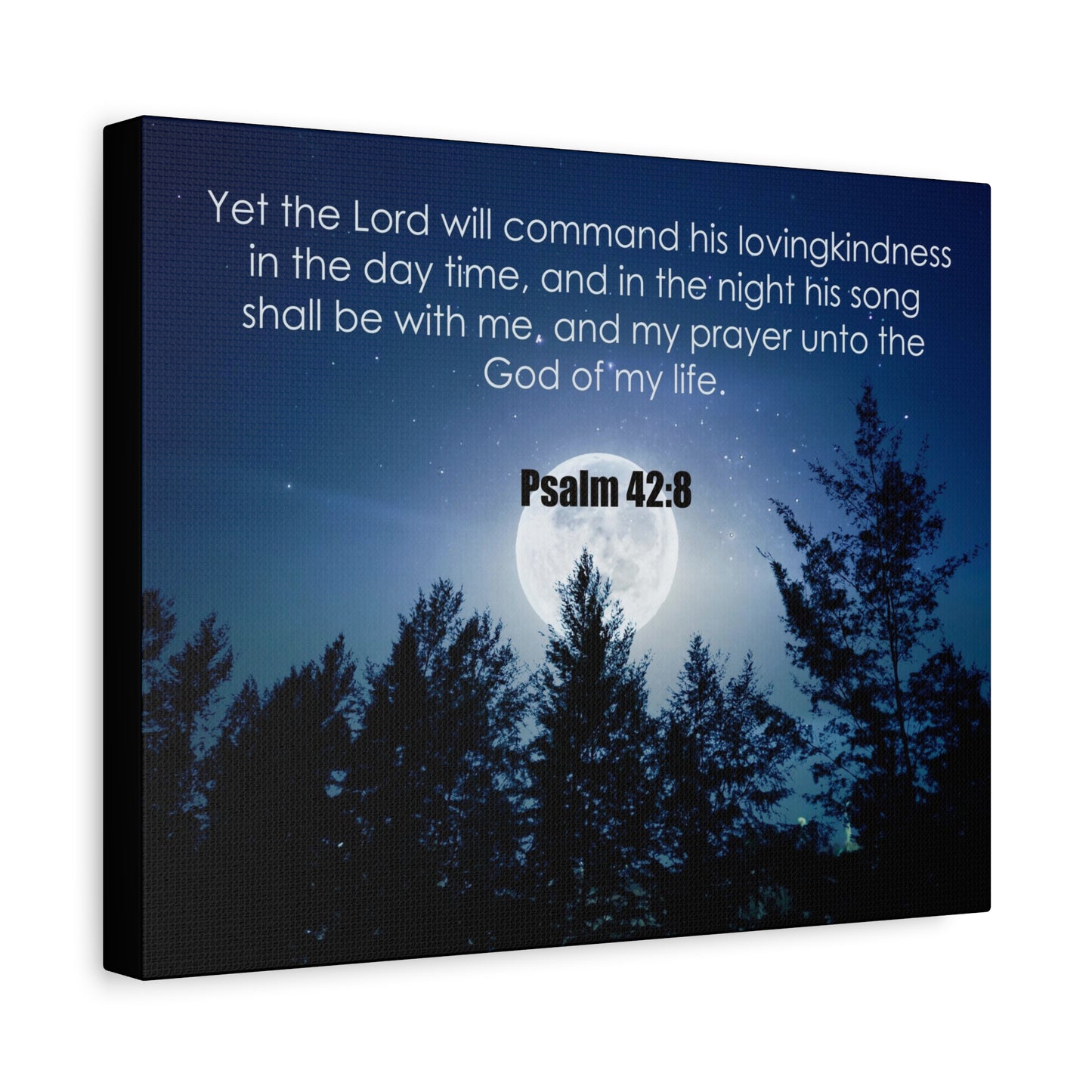 Bible Verse Canvas God of My Life Psalm 42:8 Christian Home Décor Wall Art Scripture Ready to Hang Faith Print