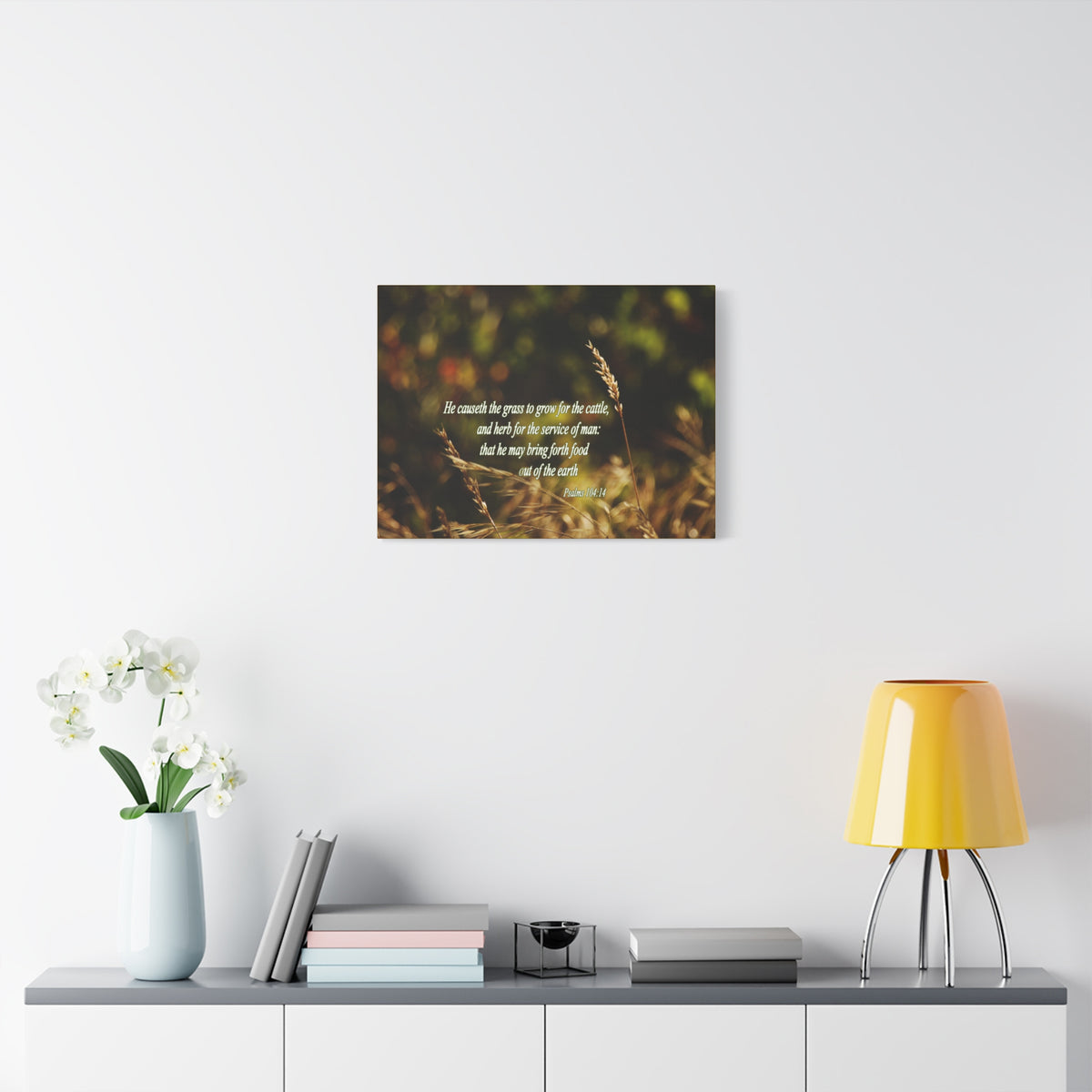 Scripture Canvas He May Bring Forth Psalms 104:14 Christian Wall Art Bible Verse Print Ready to Hang