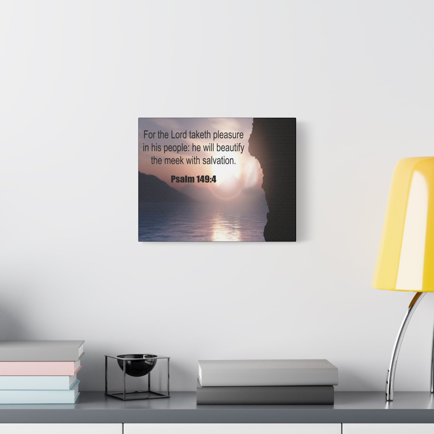 Scripture Canvas Beutify the Meek Psalm 149:4 Christian Wall Art Bible Verse Print Ready to Hang