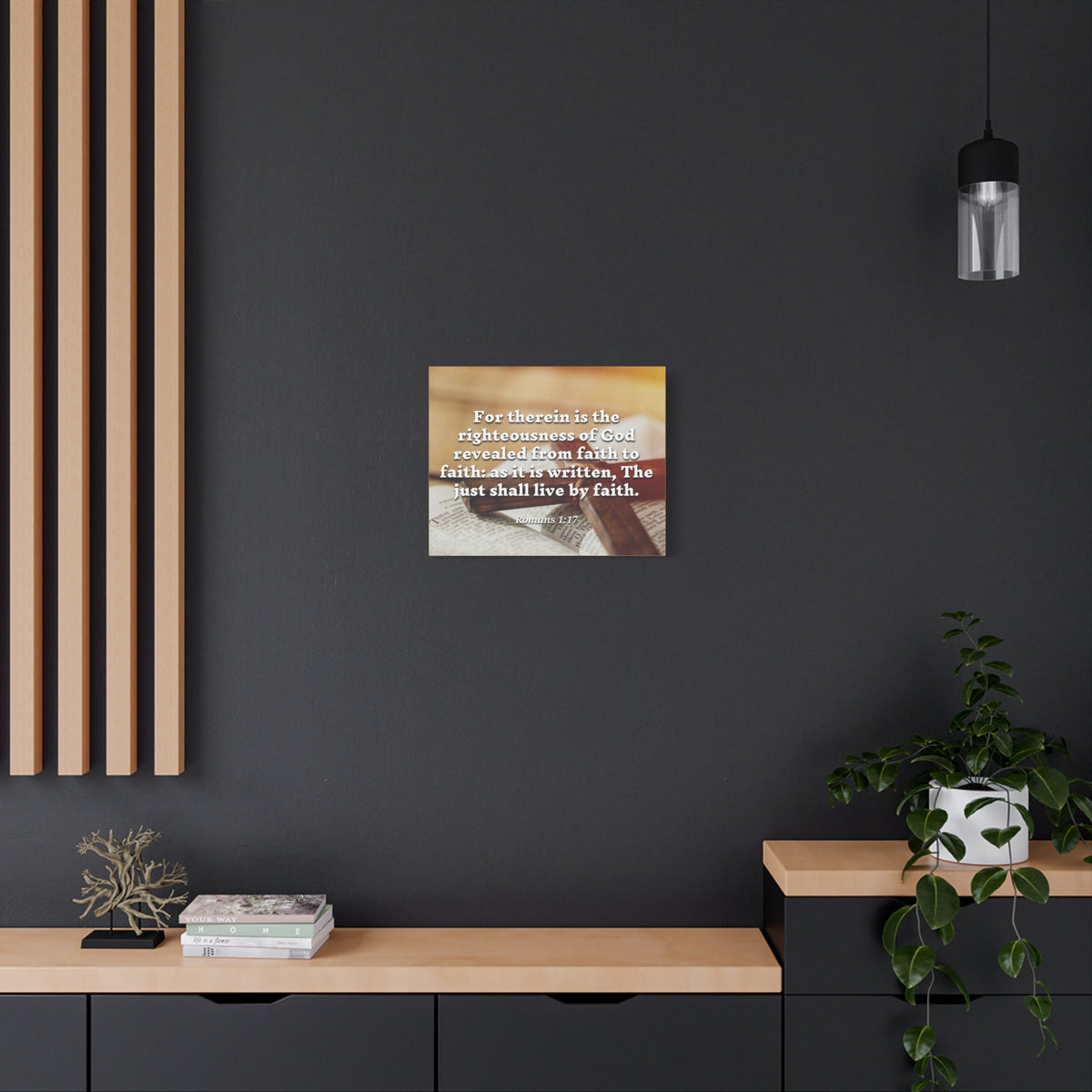 Scripture Canvas Live By Faith Romans 1:17 Christian Wall Art Bible Verse Print Ready to Hang