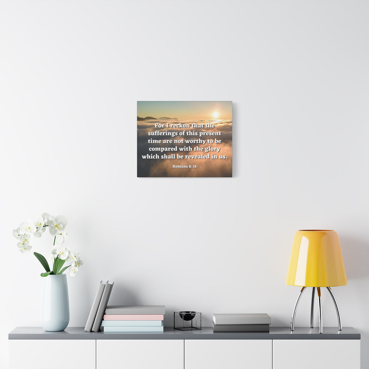 Scripture Canvas The Sufferings Romans 8:18 Christian Wall Art Bible Verse Print Ready to Hang