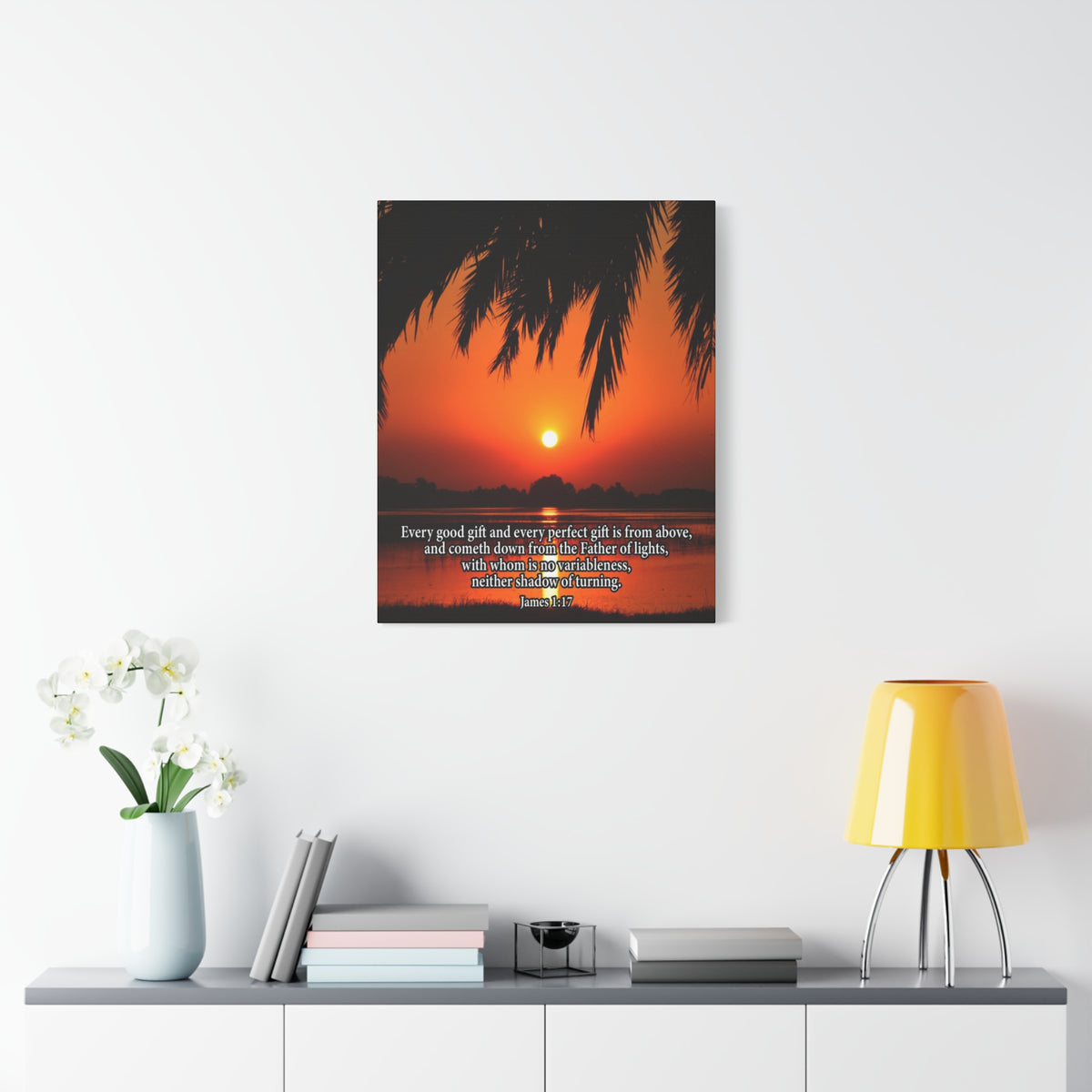 Scripture Canvas Every Perfect Gift is From Above James 1:17 Christian Wall Art Bible Verse Print Ready to Hang