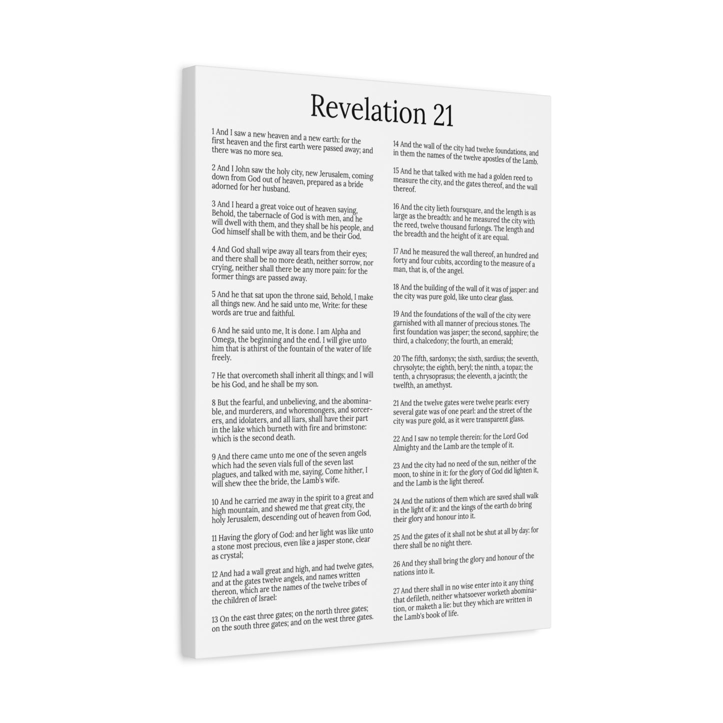 Scripture Walls Revelation 21 Chapter New Heaven and New Earth White Christian Wall Art Print Ready to Hang Unframed