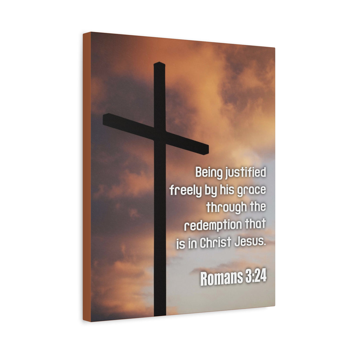 Scripture Canvas Being Justified Romans 3:24 Christian Wall Art Bible Verse Print Ready to Hang