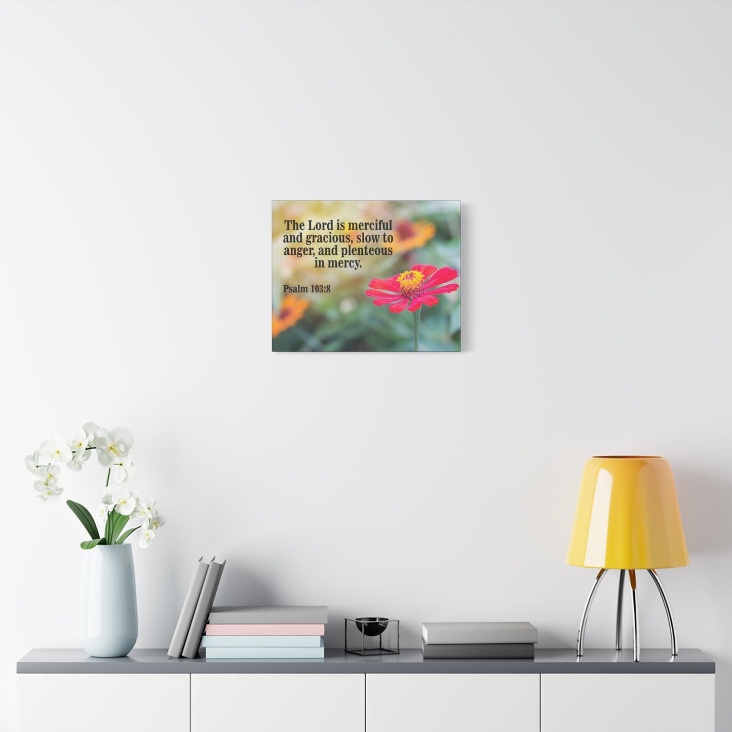 Scripture Canvas The Lord is Merciful and Gracious Psalm 103:8 Christian Wall Art Bible Verse Print Ready to Hang