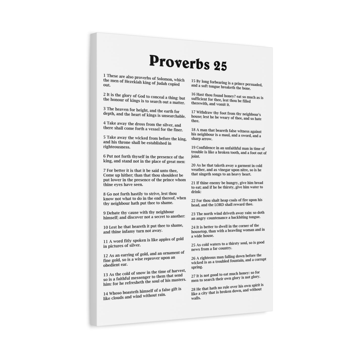 Scripture Walls Proverbs Chapter 25 White Bible Canvas Christian Wall Art Ready to Hang Unframed
