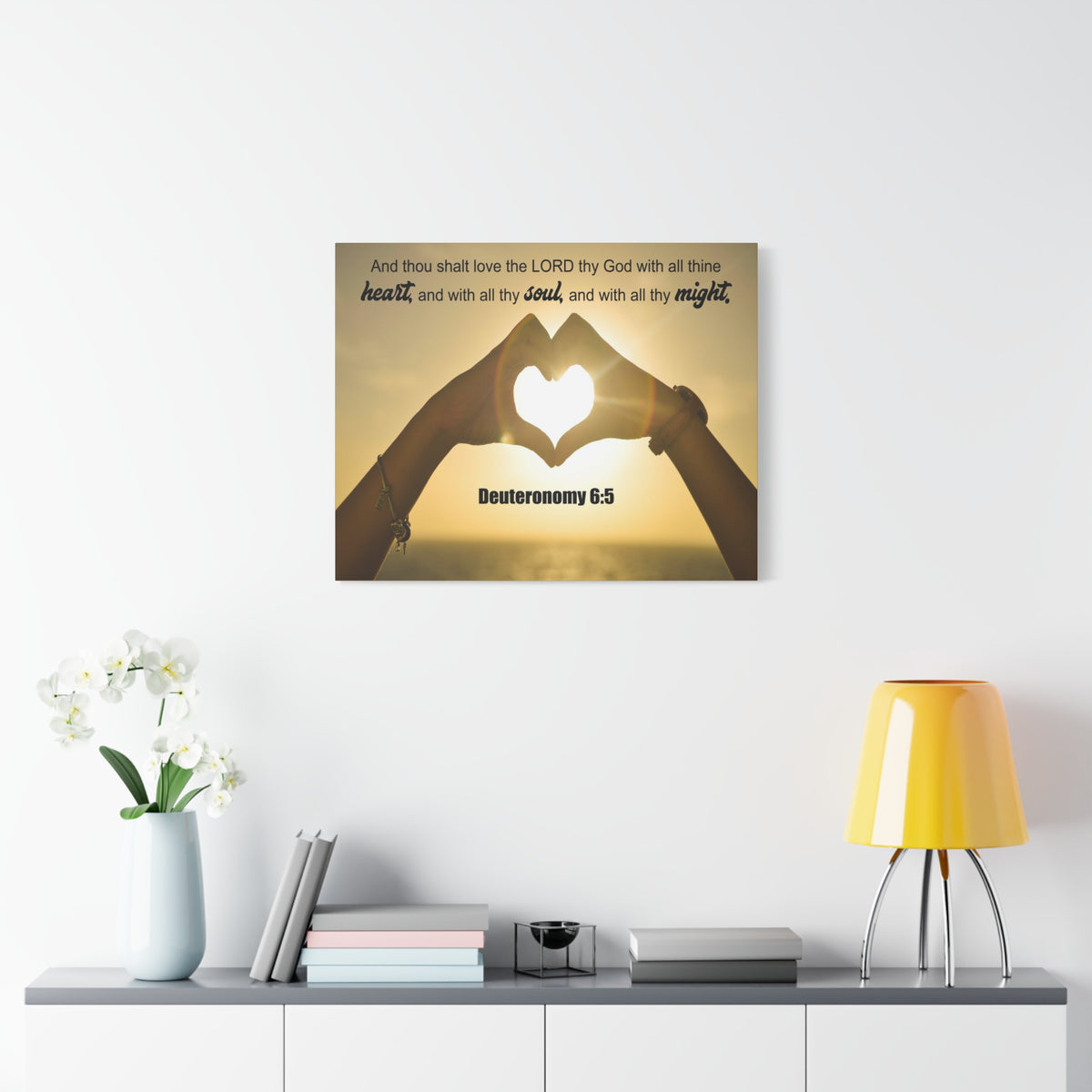 Scripture Canvas Love The Lord Deuteronomy 6:5 Christian Wall Art Bible Verse Print Ready to Hang