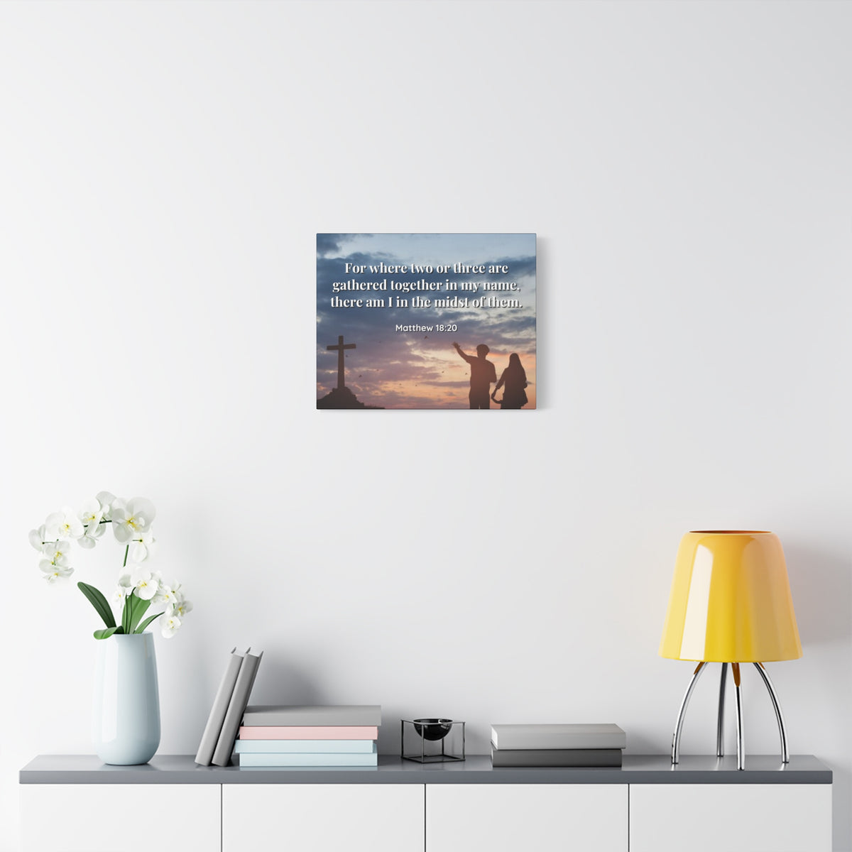 Scripture Canvas Midst Of Them Matthew 18:20 Christian Wall Art Bible Verse Print Ready to Hang
