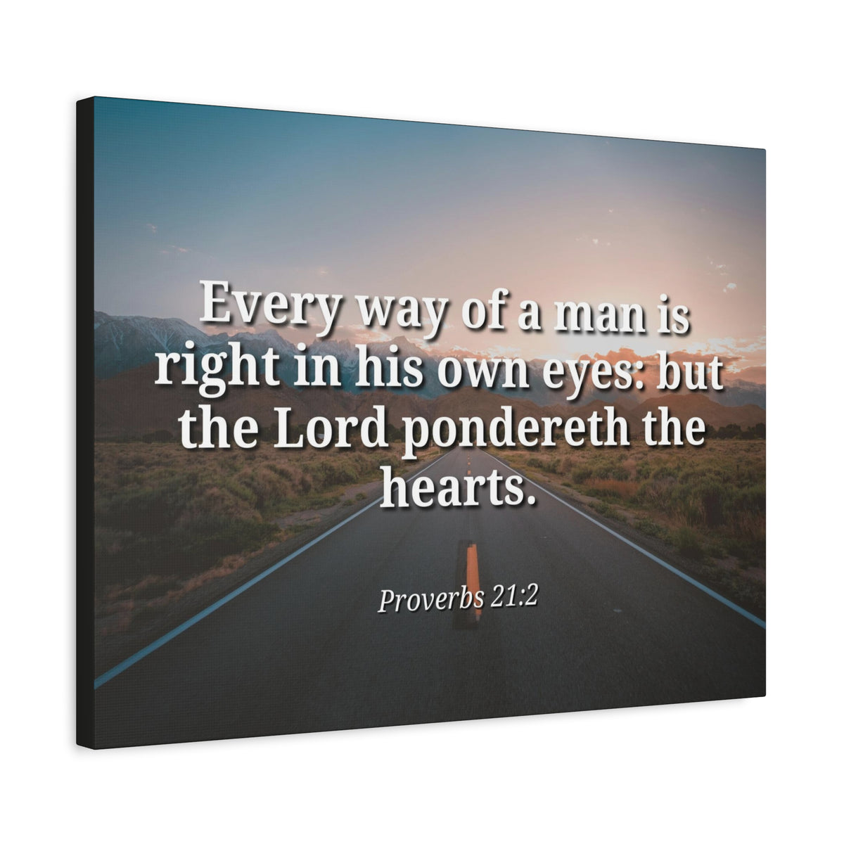 Scripture Canvas The Hearts Proverbs 21:2 Christian Wall Art Bible Verse Print Ready to Hang