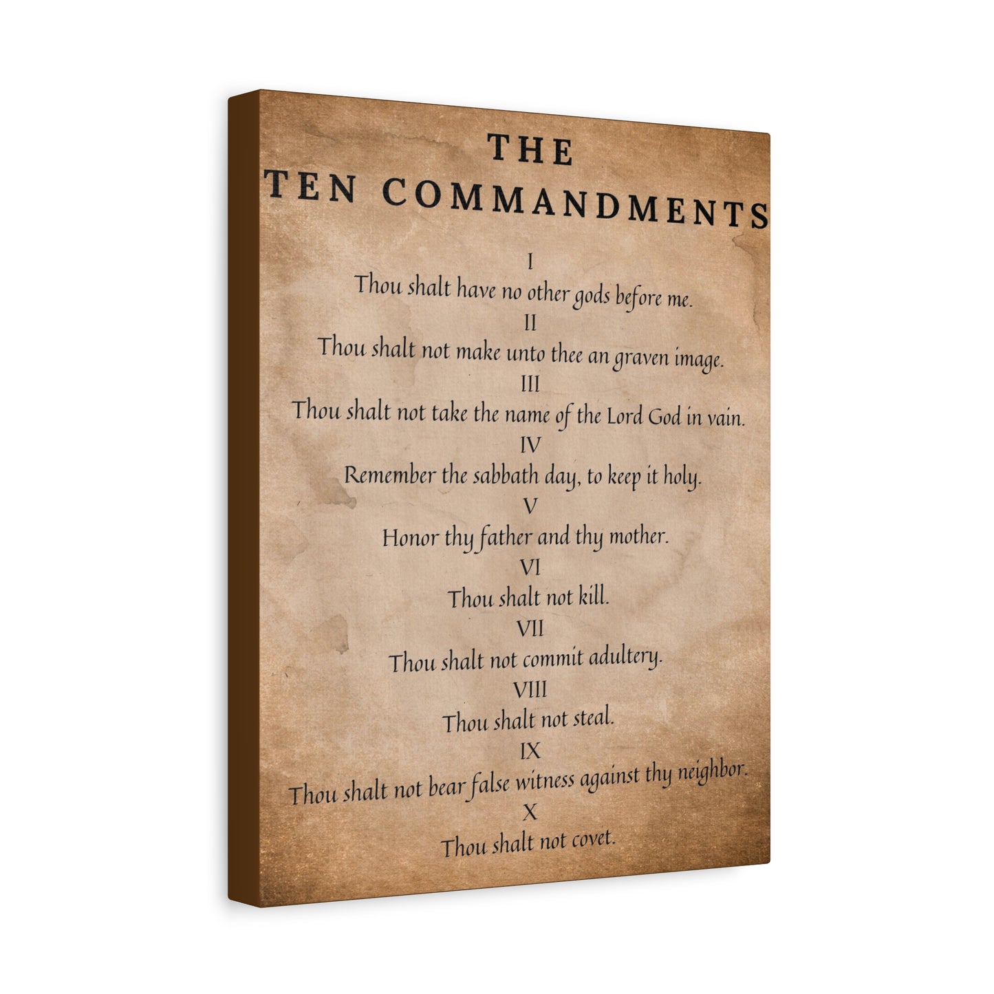 Scripture Canvas 10 Commandments Brown Christian Wall Art Bible Verse Print Ready to Hang