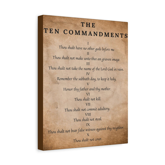 Scripture Canvas 10 Commandments Brown Christian Wall Art Bible Verse Print Ready to Hang