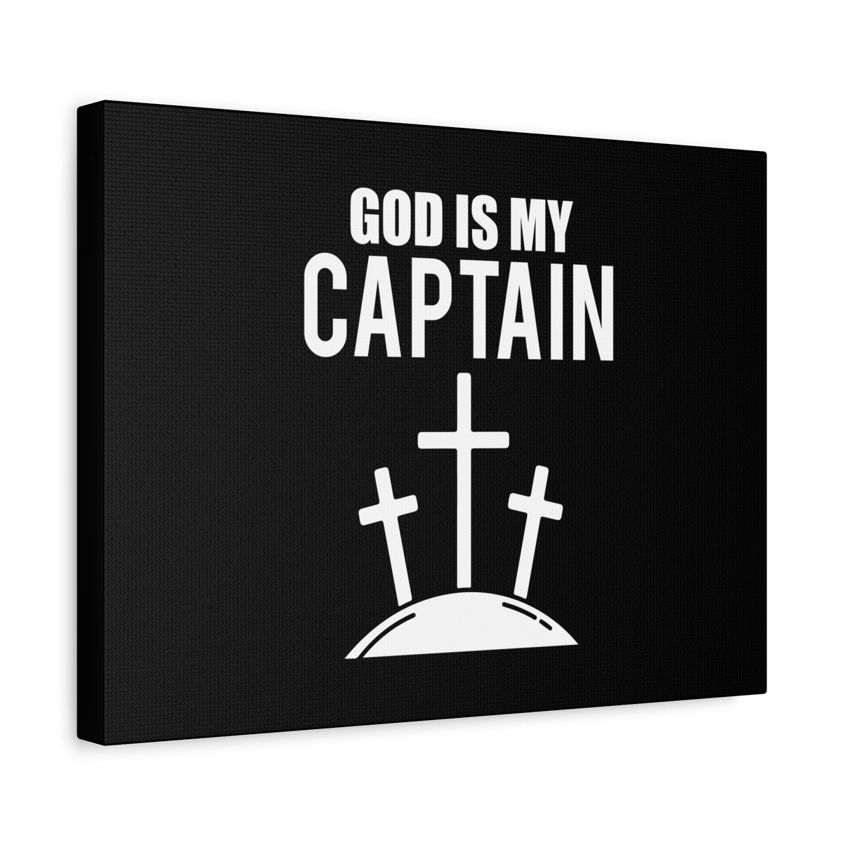 Scripture Canvas God Is My Captain Hebrews 12:2 Three Cross Christian Wall Art Bible Verse Print Ready to Hang