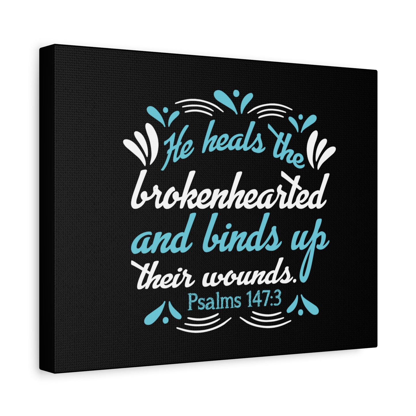 Scripture Canvas He Heals Psalms 147:3 Christian Wall Art Bible Verse Print Ready to Hang