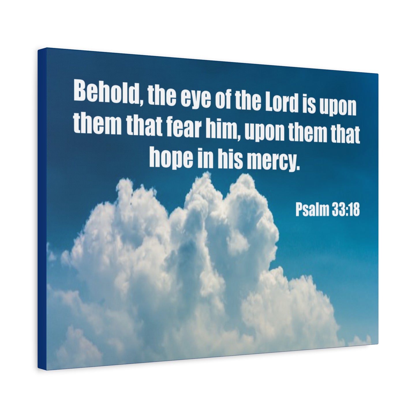 Bible Verse Canvas Hope in His Mercy Psalm 33:18 Christian Home Décor Wall Art Scripture Ready to Hang Faith Print