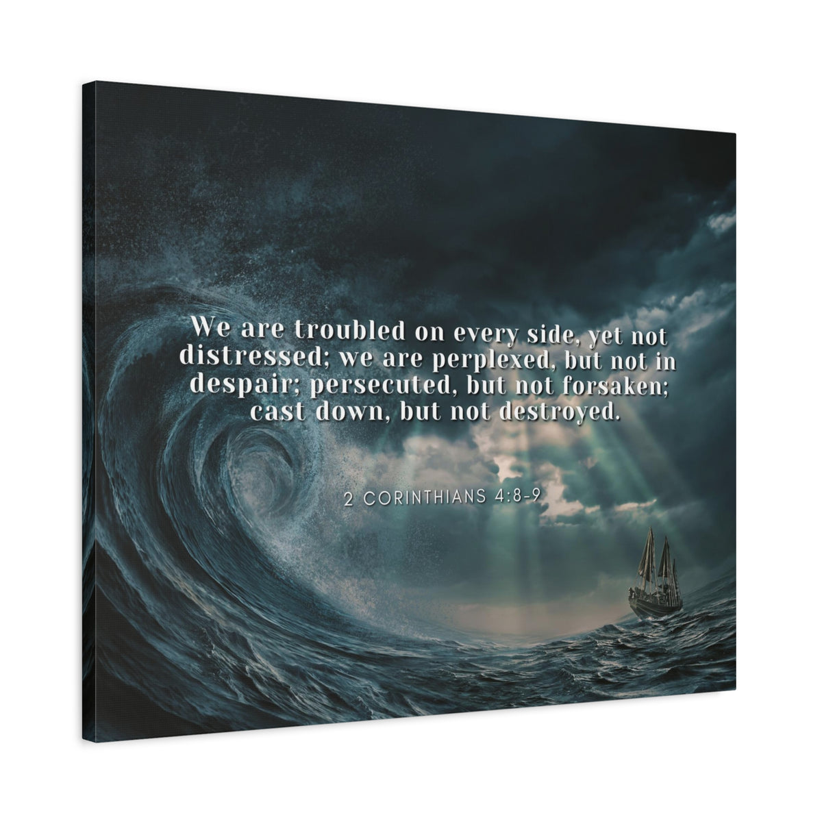 Scripture Canvas Adversity 2 Corinthians 4:8-9 Christian Wall Art Bible Verse Print Ready to Hang