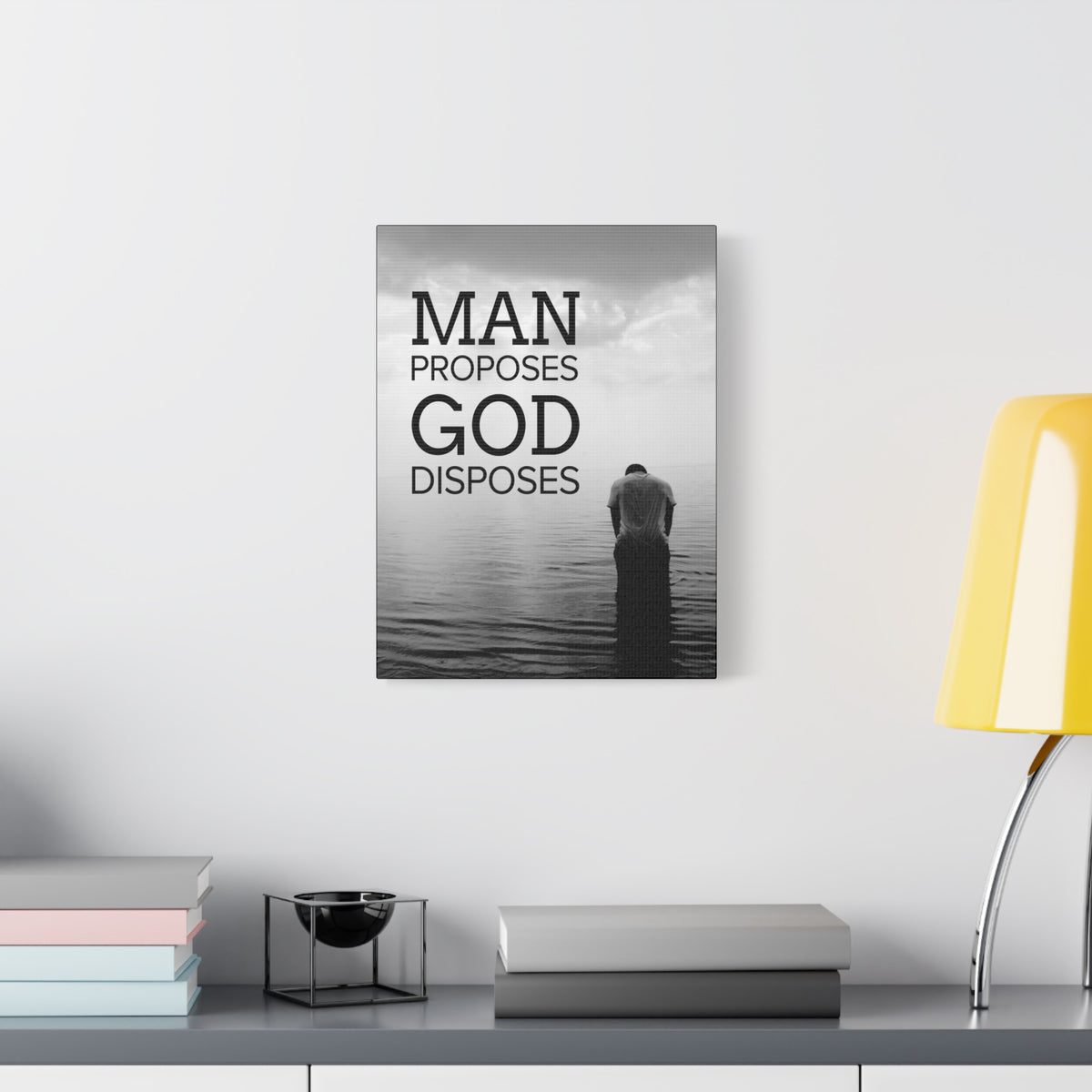 Scripture Canvas Man Proposes God Disposes Proverbs 19:21 Christian Home Décor Ready to Hang Wall Art Scripture