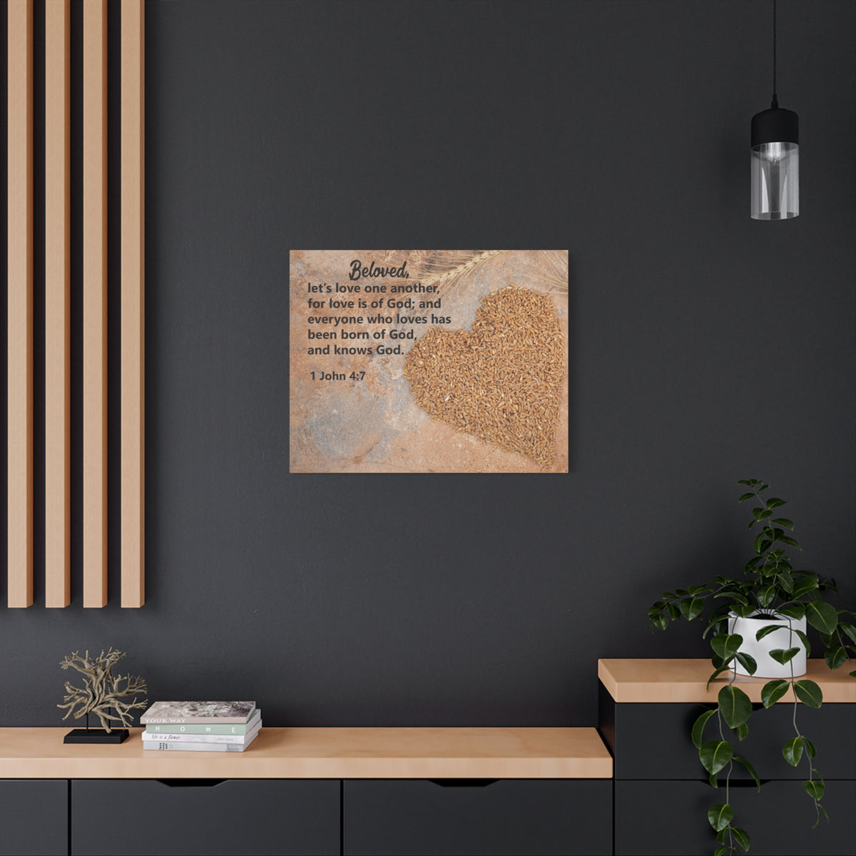 Scripture Canvas Let's Love One Another 1 John 4:7 Christian Wall Art Bible Verse Print Ready to Hang