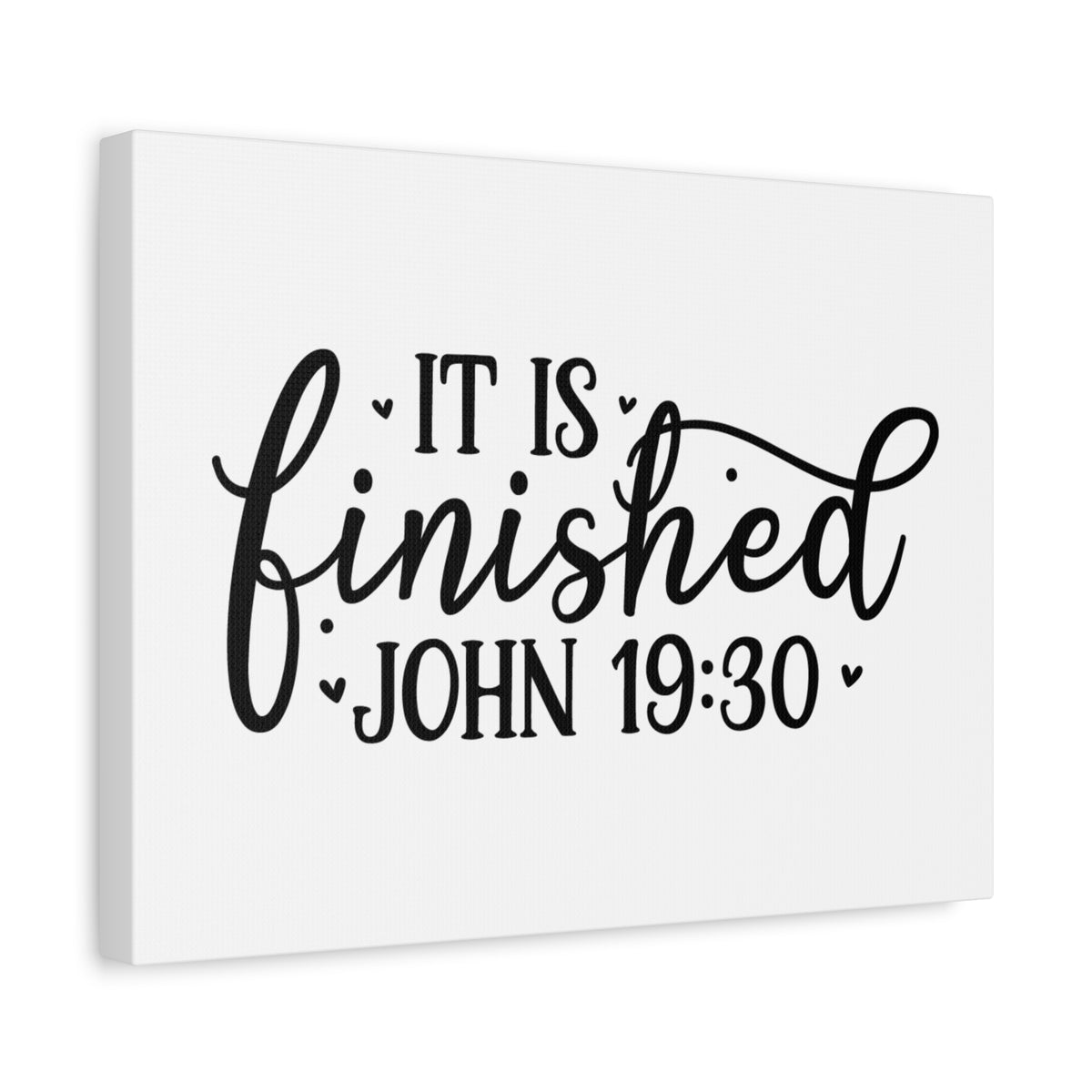 Scripture Canvas It Is Finished Small Hearts John 19:30 Christian Wall Art Bible Verse Print Ready to Hang