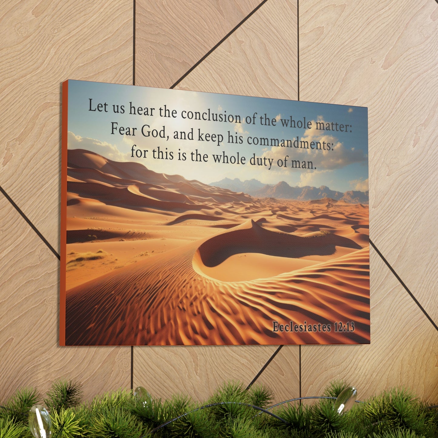 Ecclesiastes 12:13 Desert Bible Verse Canvas Christian Wall Art Ready to Hang Unframed