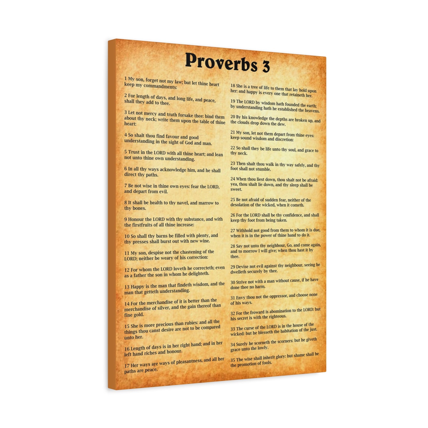 Scripture Walls Proverbs Chapter 3 Gold Bible Canvas Christian Wall Art Ready to Hang Unframed
