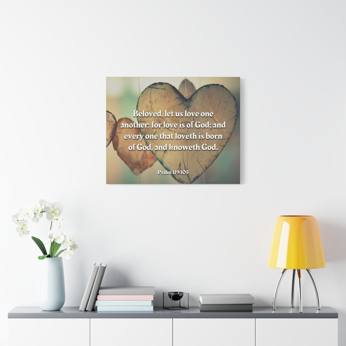 Scripture Canvas Love One Another 1 John 4:7 Christian Wall Art Bible Verse Print Ready to Hang