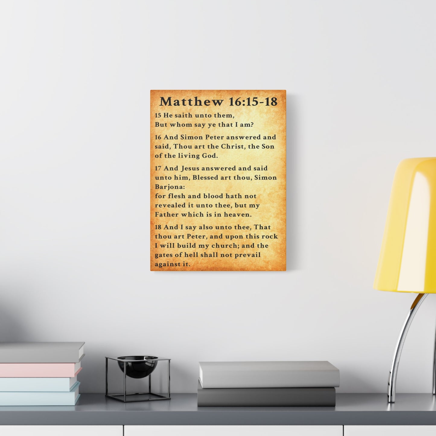 Scripture Walls Matthew 16:15-18 KJV Bible Verse Canvas Christian Wall Art Ready to Hang Unframed