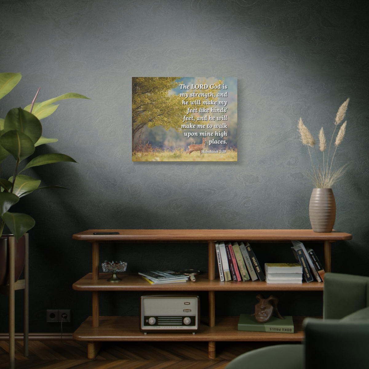 Scripture Canvas My Strength Habakkuk 3:19 Christian Wall Art Bible Verse Print Ready to Hang