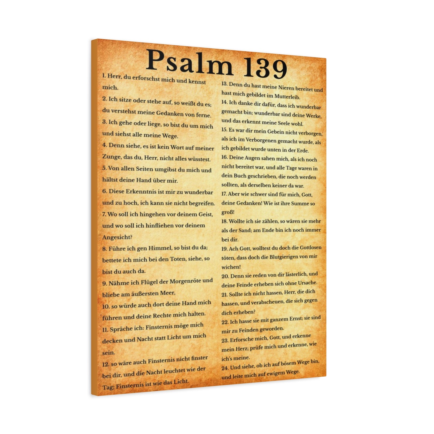 Scripture Walls Psalm 139 German Gold Bible Verse Canvas Christian Wall Art Ready to Hang Unframed