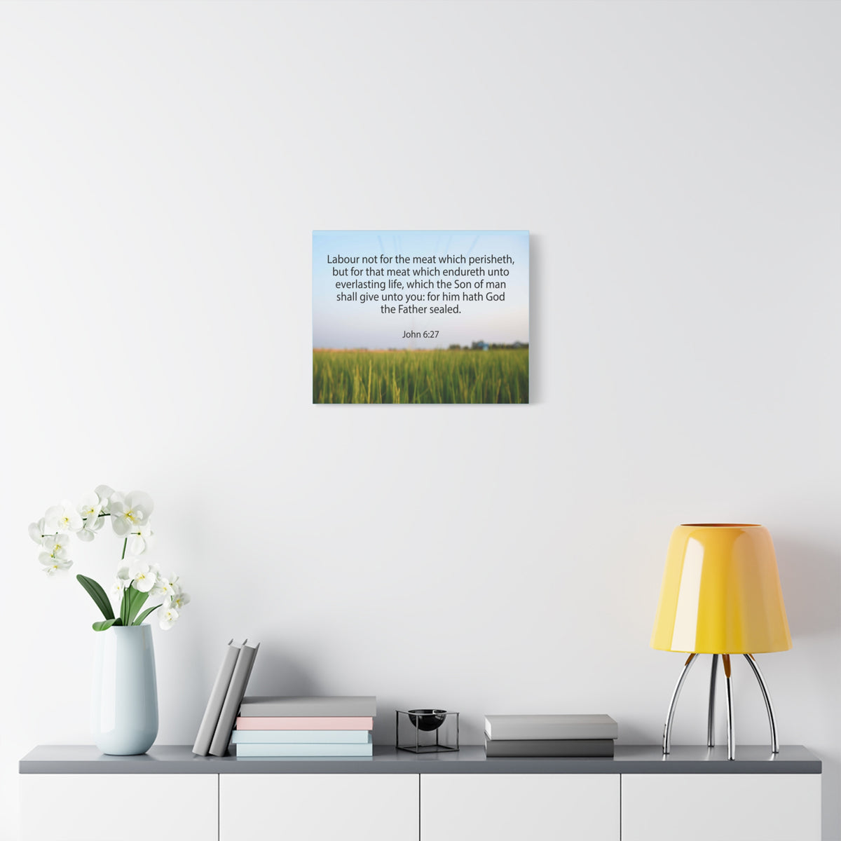 Scripture Canvas Labour Not For The Meat John 6:27 Christian Wall Art Bible Verse Print Ready to Hang