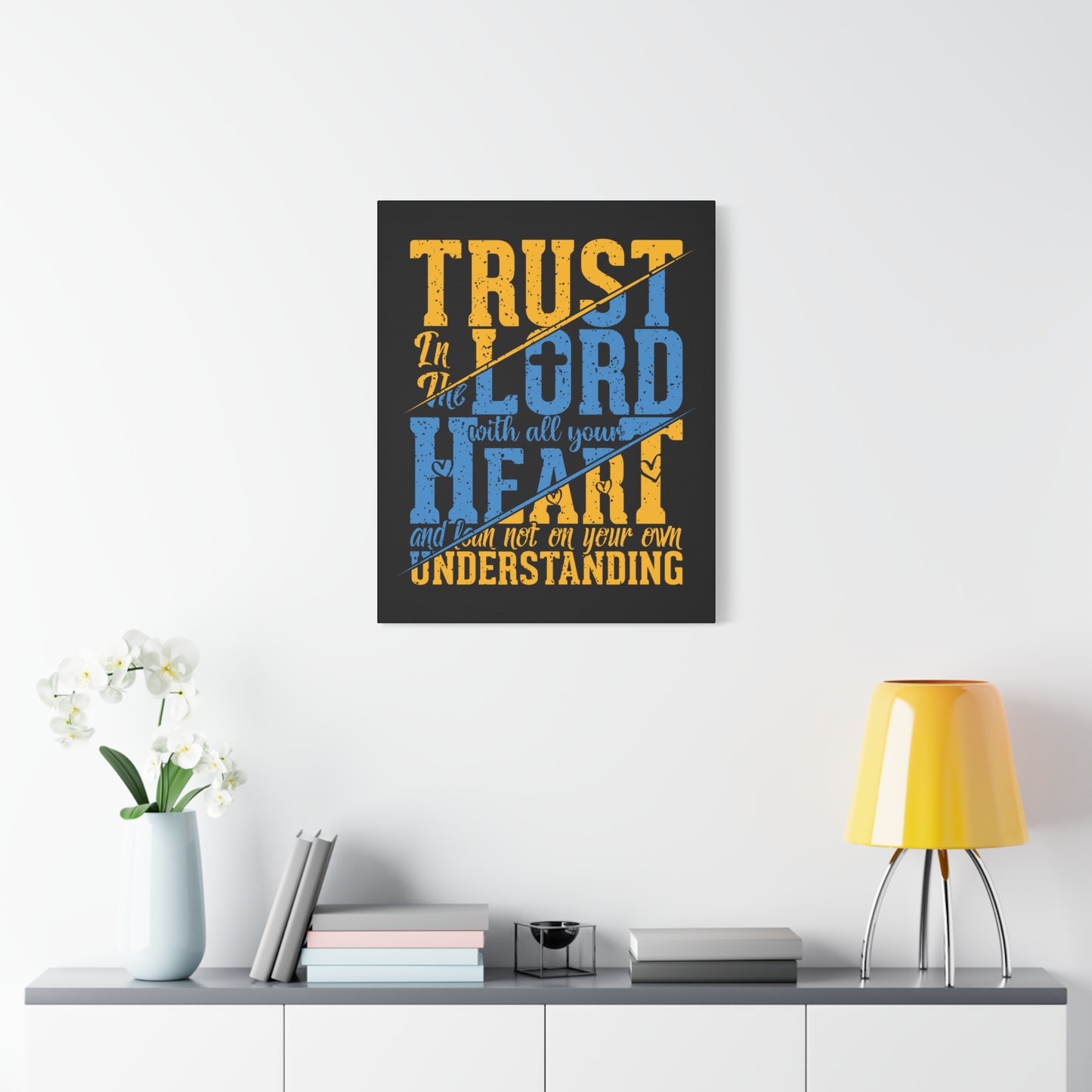 Scripture Canvas All Your Heart Psalm 23:4 Christian Wall Art Bible Verse Print Ready to Hang