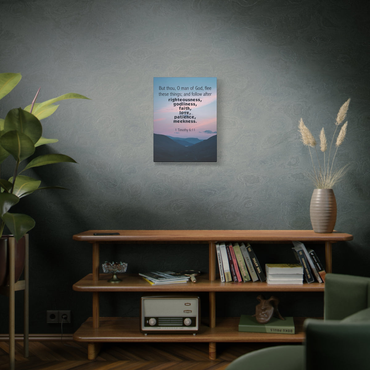 Scripture Canvas O Man of God 1 Timothy 6:11 Christian Wall Art Bible Verse Print Ready to Hang