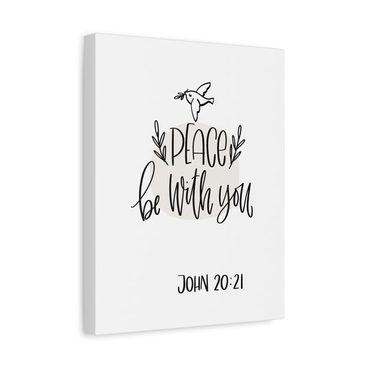 Scripture Canvas Peace Be With You John 20:21 Christian Wall Art Bible Verse Print Ready To Hang