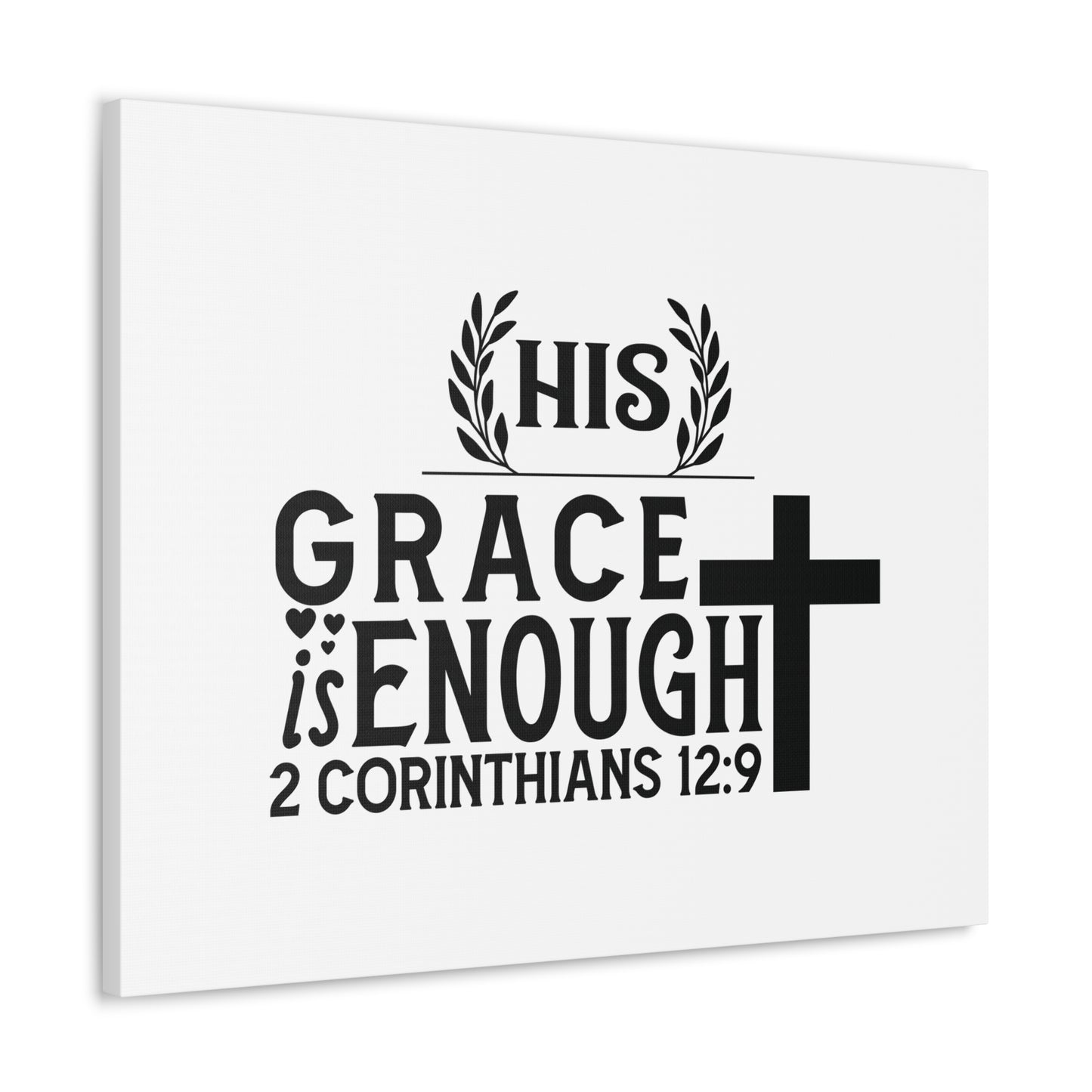 Grace Is Enough 2 Corinthians 12:9 Laurels Bible Verse Canvas Christian Wall Art Ready to Hang