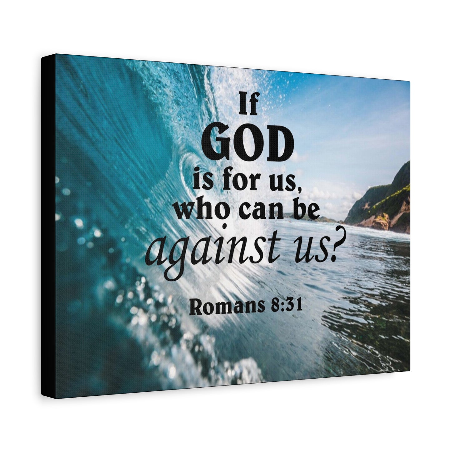 Scripture Canvas Fearless Romans 8:31 Christian Wall Art Bible Verse Print Ready to Hang
