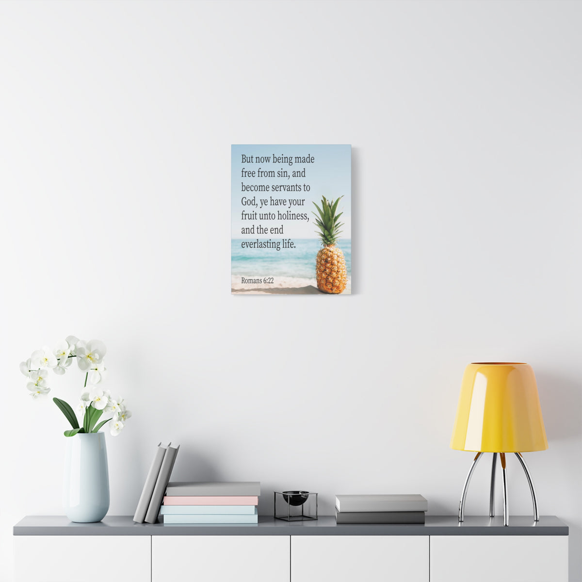 Scripture Canvas Fruit Unto Holiness Romans 6:22 Christian Wall Art Bible Verse Print Ready to Hang