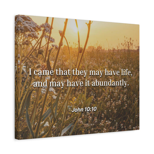Scripture Canvas Abundantly John 10:10 Christian Wall Art Bible Verse Print Ready to Hang
