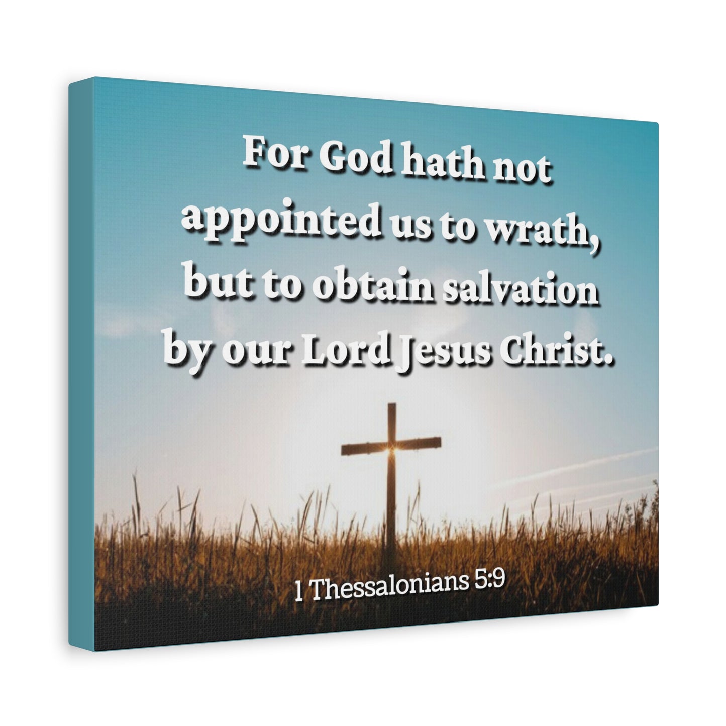 Scripture Canvas To Obtain Salvation 1 Thessalonians 5:9 Christian Wall Art Bible Verse Print Ready to Hang