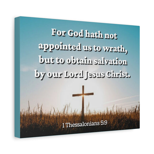 Scripture Canvas To Obtain Salvation 1 Thessalonians 5:9 Christian Wall Art Bible Verse Print Ready to Hang