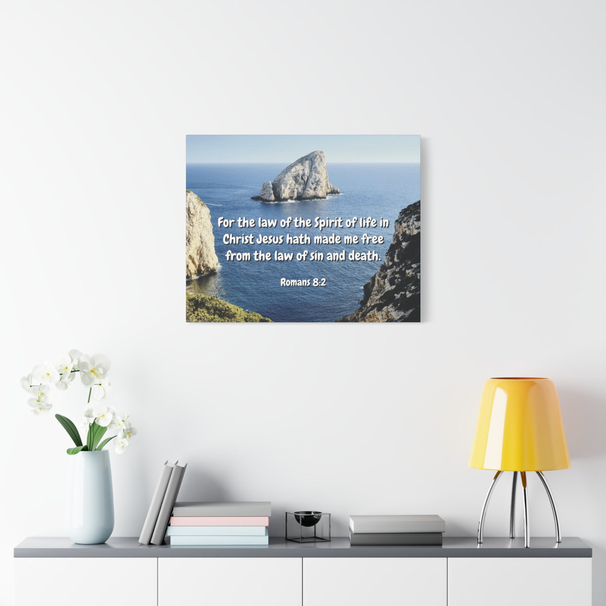 Scripture Canvas Spire Of Life Romans 8:2 Christian Wall Art Bible Verse Print Ready to Hang