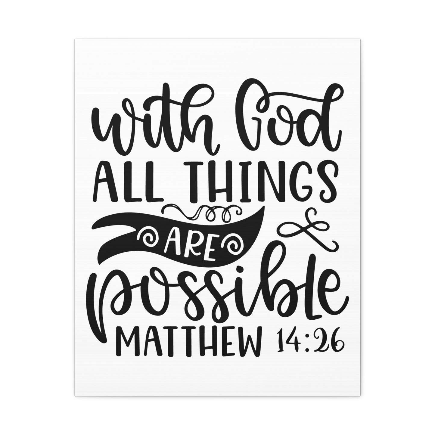 With God Matthew 14:26 Bible Verse Canvas Christian Wall Art Ready to Hang