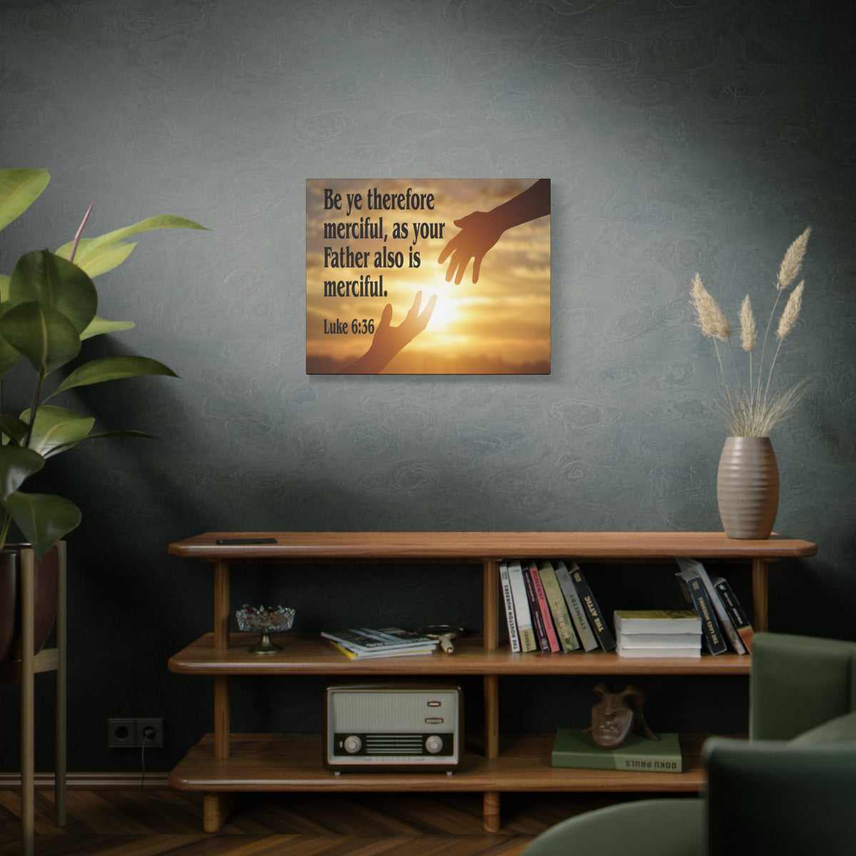 Scripture Canvas Merciful Father Luke 6:36 Christian Wall Art Bible Verse Print Ready to Hang