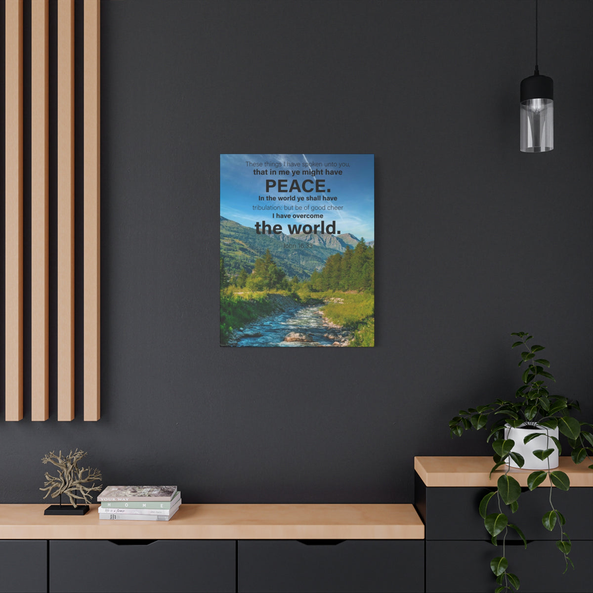 Scripture Canvas Peace the World John 16:33 Christian Wall Art Bible Verse Print Ready to Hang